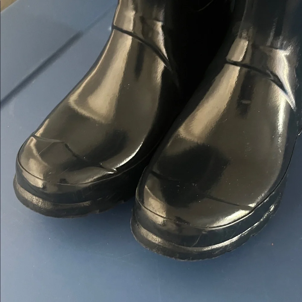 Hunter Women Glossy Original Tall Rain Boots Navy